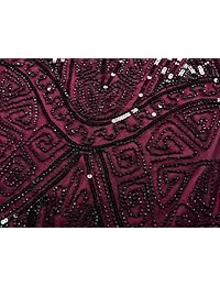 PrettyGuide Vestido de mujer de los años 20 con volantes, con cuentas, de manga larga, para cóctel, Gatsby