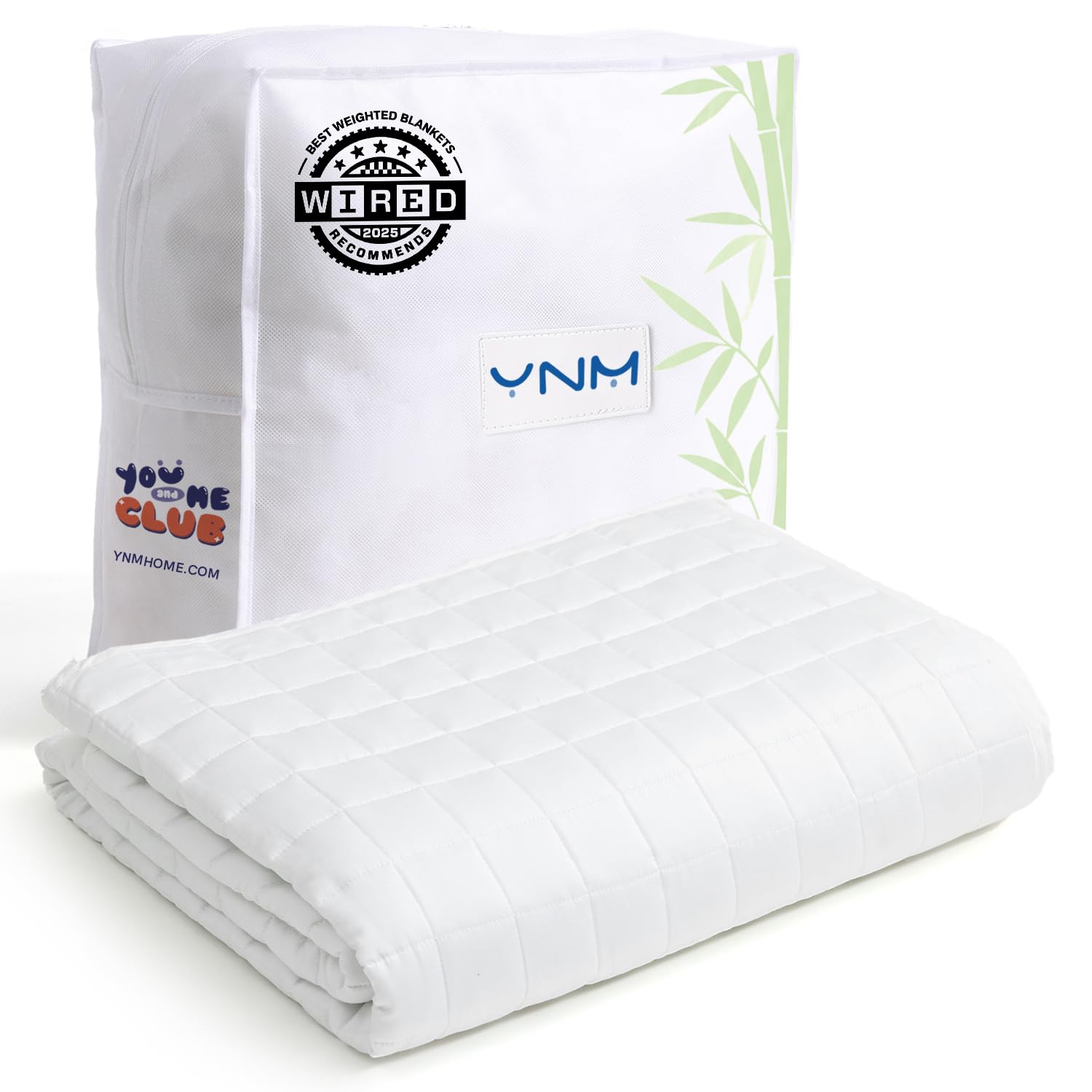 YnM King Size Cooling Weighted Blanket for Adults (88x104 Inches, 20 Pounds, White), Perfect for Hot Sleepers with Cooling Rayon/Glass Beads, Heavy Bed Blanket for Couple on Queen or King Bed Image