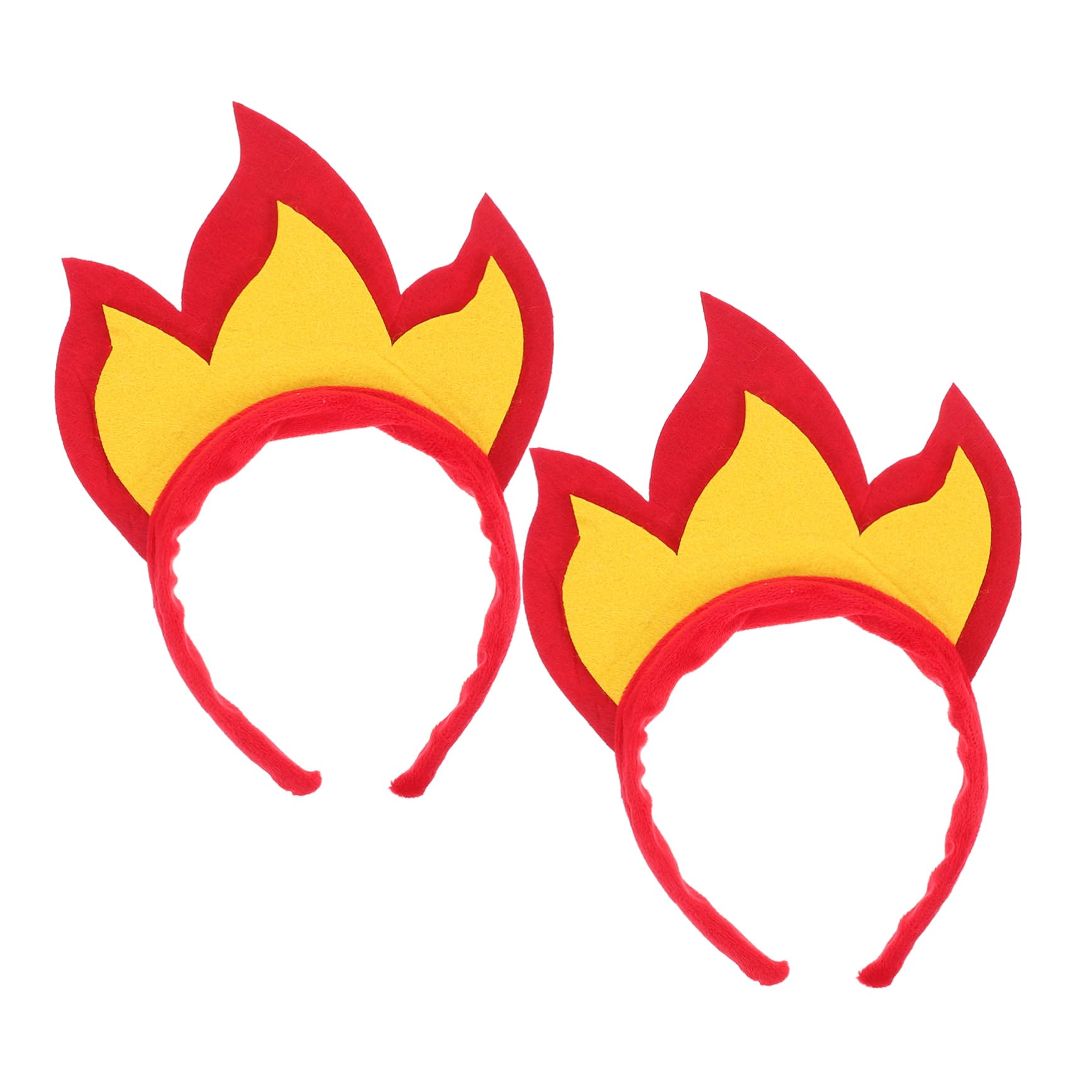 Milisten 2pcs Flame Headband Soft Felt Fire Shaped Crown Novelty Hair Hoop Photo Props for Halloween Carnival Rave Party Costume