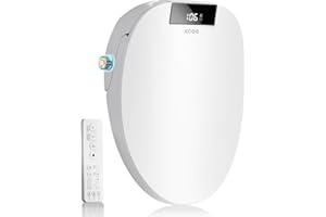 XCQQ Electric Bidet Toilet Seat with Remote Control, Heated Toilet Seat, Instant Warm Water, Warm Air Dryer, Rear Feminine and Oscillating Washing, Night Light, Slow Close Lid, LED Display - Elongated
