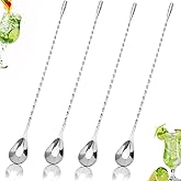 4-Piece Stainless Steel Bar Spoon, 12-inch Spiral Handle Cocktail Mixing Spoon for Bartenders & Home Bars, Long Drink Stirrer for Coffee, Milkshake, Iced Tea & Mojito