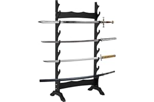 lukar 8 Tier Sword Display Stand Floor, Multilayer Katana Stand Floor, Wooden Sword Rack Floor Stand, Japanese Samurai Sword Holder