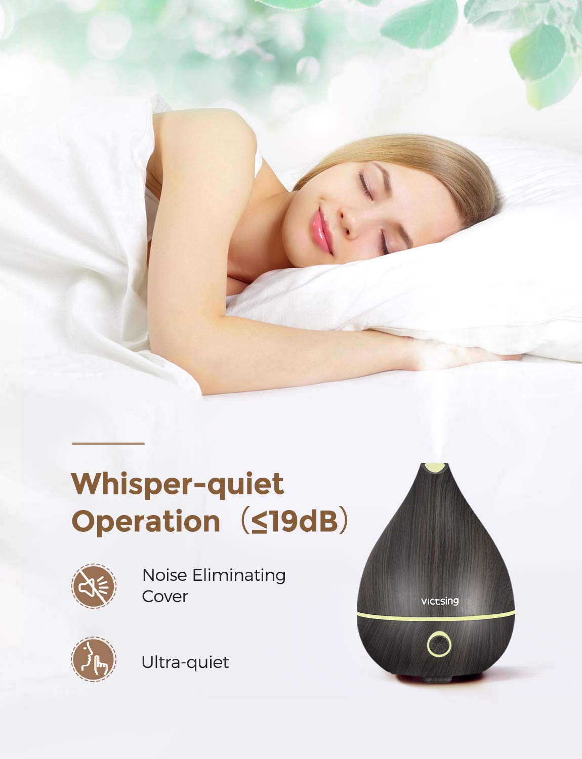 VicTsing Upgraded Mini Oil Diffuser 130ml, Easy to Use Super Quiet Essential Oil Diffuser, Aromatherapy Diffuser with Waterless Auto Shut-off, 8 Color LED Lights and BPA-free for Home Office(Black): Home & Kitchen