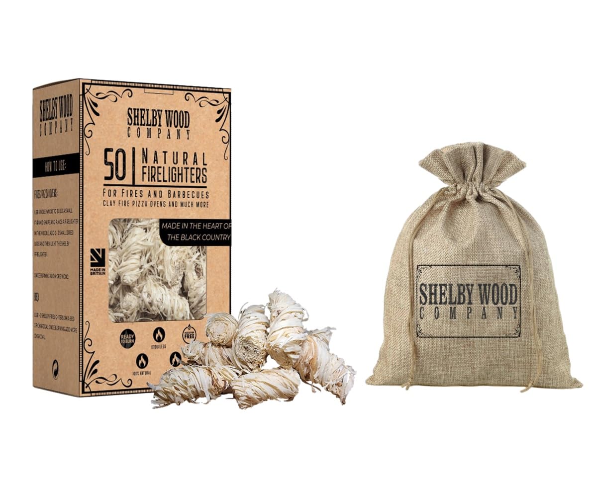 50 Natural Wood Wool Firelighters For Log Burners, Indoor And Outdoor Fires, Easy to Light, Odourless,Clean, Smoke Free Fire Lighters Which Burn up to 11 Minutes, Wood Wool Instant Fire Starters (50)