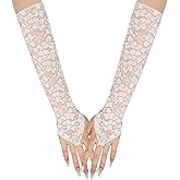 Long Keeper Elegant Floral Lace Gloves Women Elbow Length Fingerless Long Gloves for Bridal Opera Evening Wedding Party Prom