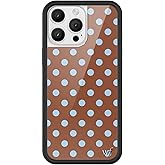 Wildflower Cases - Compatible with iPhone 16 Pro Max | Protective Black Bumper, 6.5ft Drop Test Certified, Women Owned Small Business | Spots Aesthetic Trendy Cute | Polka Dot - Brown & Blue