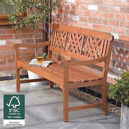 Amazon De Beauty4less 3 Sitzer Zaun Gartenbank Mit Diagonal