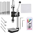 Leather Hole Puncher Hand Punching Machine Manual Press Puncher Punch Tools for DIY Craft (with Chuck, PP Plate and Aluminum Plate) (Style D)