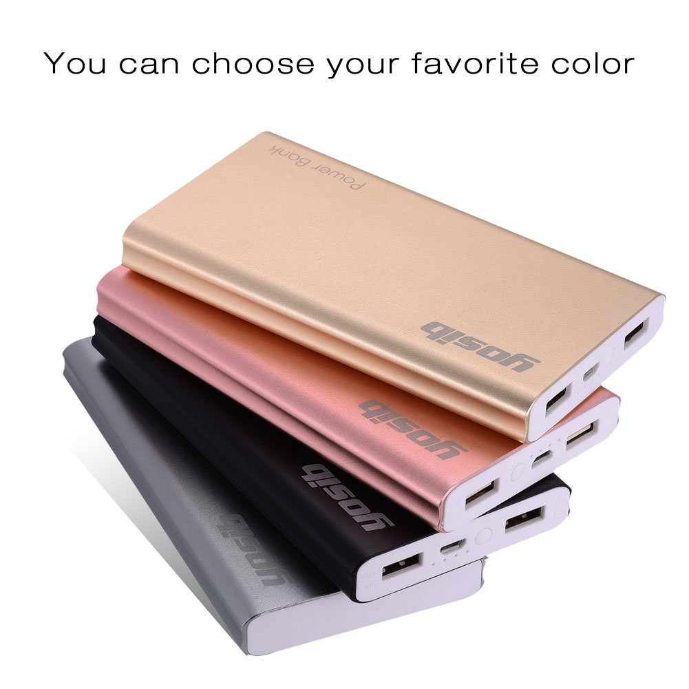 Portable Power Bank Real 10000mAh Dual 2 USB Output Ports Emergency External Battery Charger for iphone7 6s plus6 Androids PSP tablets and More.yosib (Rose Gold)