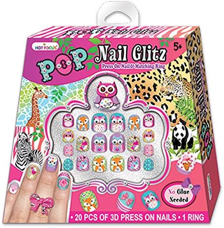 Nail Kit Magic Safari Pop Glitz Press on Nails and Matching Ring Set
