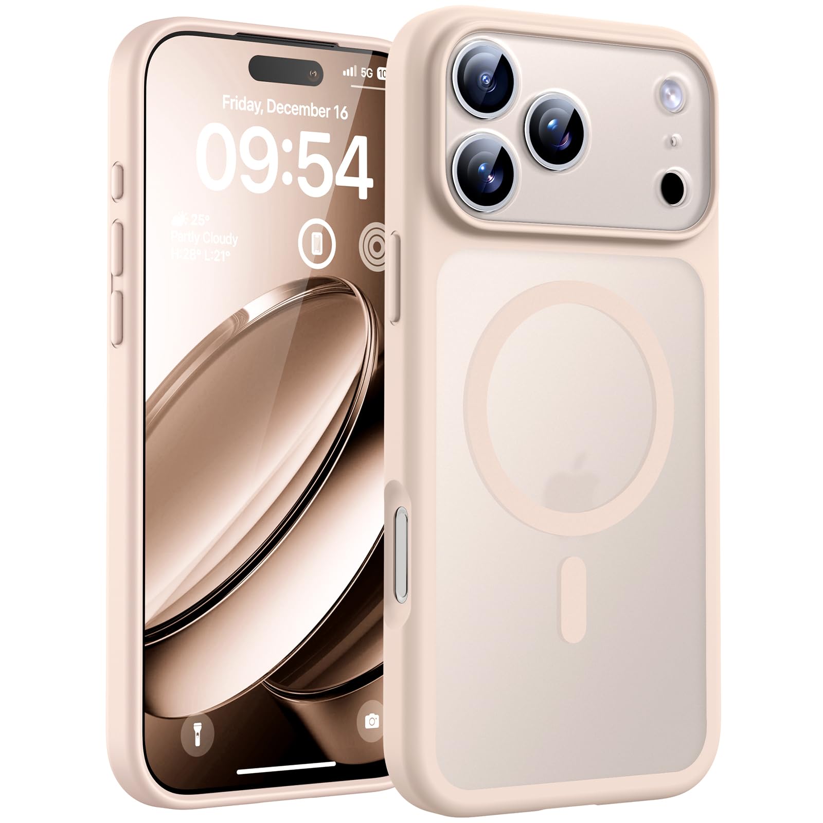 Photo 1 of TOCOL for Phone 17 Pro Case, Full Camera Protection, Built-in Magnetic Ring, Compatible with Magsafe Charger, Drop Protection, Translucent Matte Phone Case for Phone 17 Pro 6.3 inch (Desert)