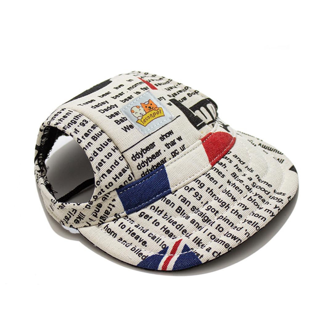 leconpet Baseball Caps hats with Neck Strap Adjustable comfortable Ear Holes for small Medium and Large Dogs in Outdoor Sun Protection (Flag, L (Pack of 1))