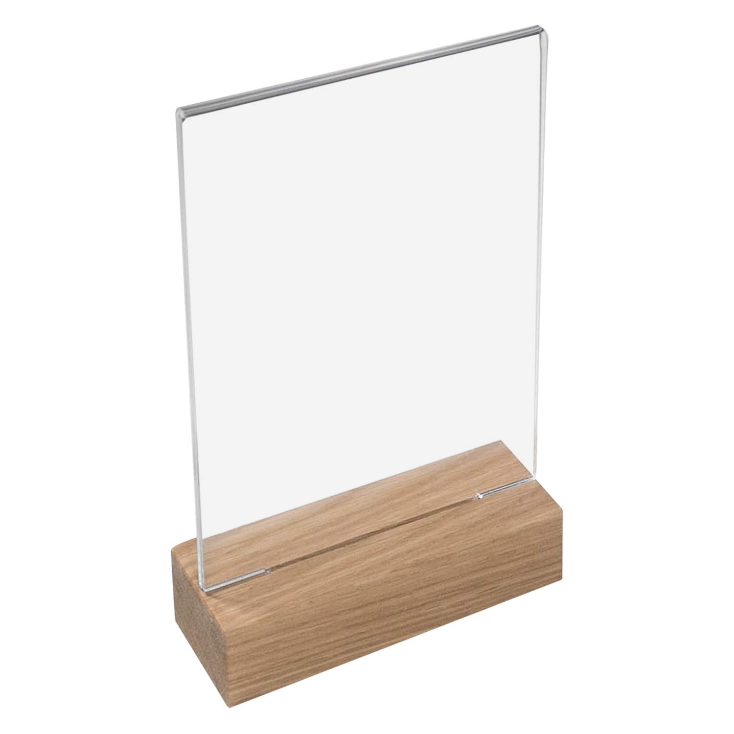 HMF 46940 Acrylic Menu Holder with Wooden Foot | DIN A6 Portrait Format | Transparent โ image 1