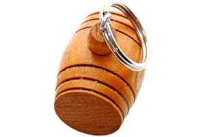 THOUSAND OAKS BARREL Wooden Mini Whiskey Barrel Dog Charm Key Ring for Small Pet Dogs (1.5 Inches) - Great Gift For St. Bernards & Puppies (Blank, Non-Personalized)