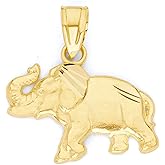 Solid Gold Elephant Pendant in 10k or 14k - Animal Symbol Good Luck Charm