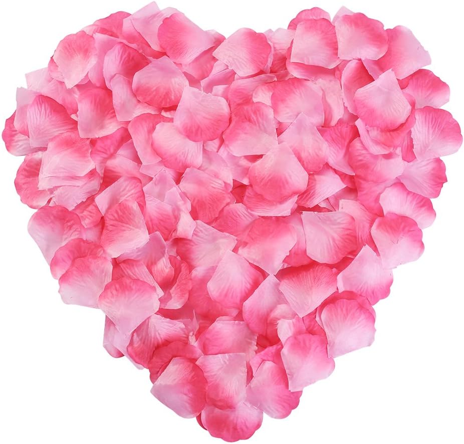 NewStarFire Silk Rose Petals Flower Red for Wedding Proposal Decorations 2000PCS (Pink)