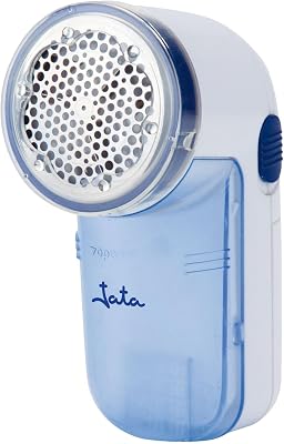 Jata qp398n removedor de fiapos lâminas de aço inoxidável diâmetro 5 cm recipiente removível de fiapos com escova de acessórios para limpeza e alto nível de barbear, cor branca e azul