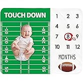 Tebaby Baby Monthly Milestone Blanket Boy - Newborn Month Blanket Unisex Neutral Personalized Shower Gift Football Sports Nursery Decor Photography Background Prop with Frame Large 51''x40''