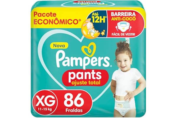 Fralda Pampers Pants Ajuste Total tamanho XG, Fácil de Vestir, 86 Unidades