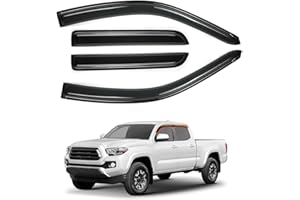CUSTONEPARTS Window Visors Rain Guards Deflectors FIT 2016–2022 Toyota Tacoma Crew Cab – 4PCS Tape-On Side Window Vent Visors Smoked Acrylic Easy Install
