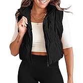 Tankaneo Womens Cropped Puffer Vest Corduroy Lightweight Sleeveless Padded Coat Zip Up Warm Outerwear