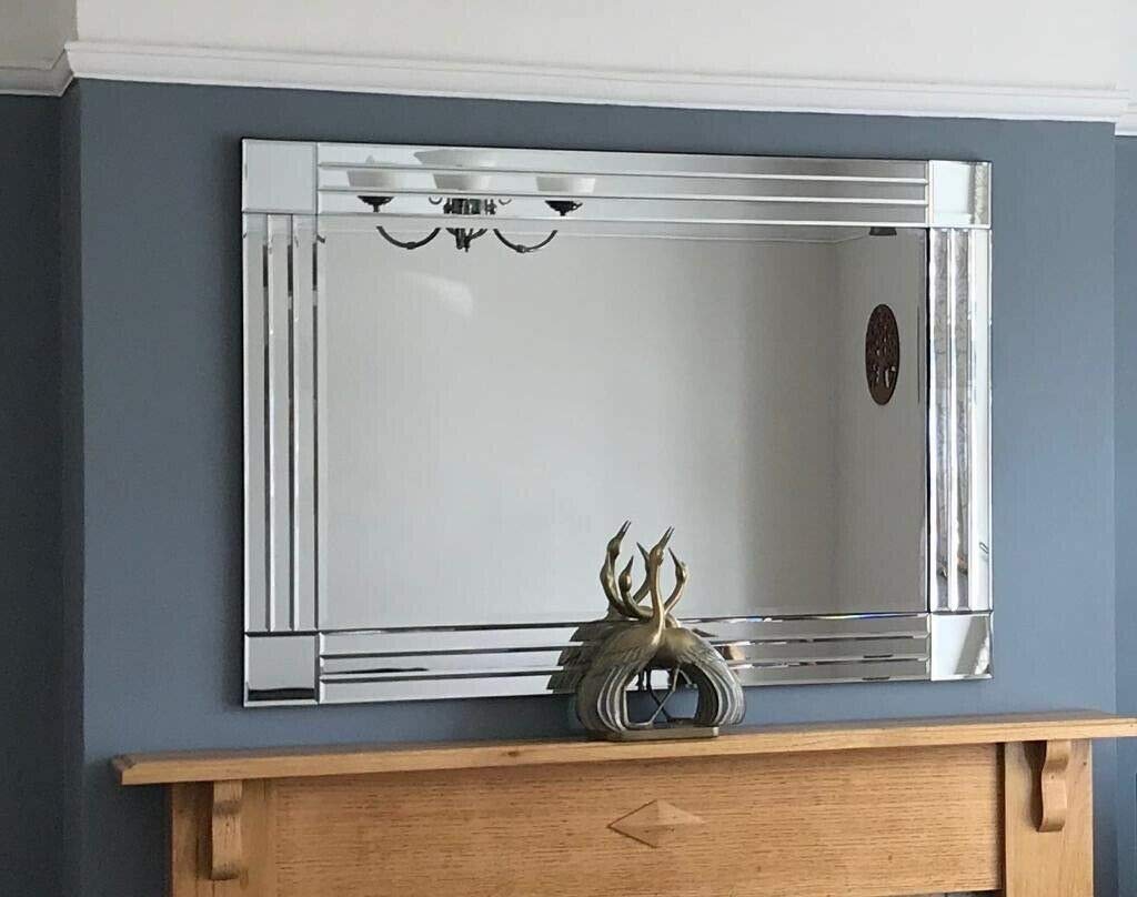 MirrorOutlet Modern Design Silver Bevelled Edge Venetian Wall Mirror 2ft4 x 3ft4 (70cm x 100cm), 61x51,YC018