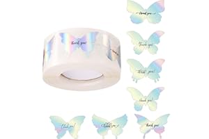 1 Roll Premium Butterfly Thank You Sticker with Long Lasting Adhesion Perfect for Enhancing Journals and Planners PVC Adhesiv