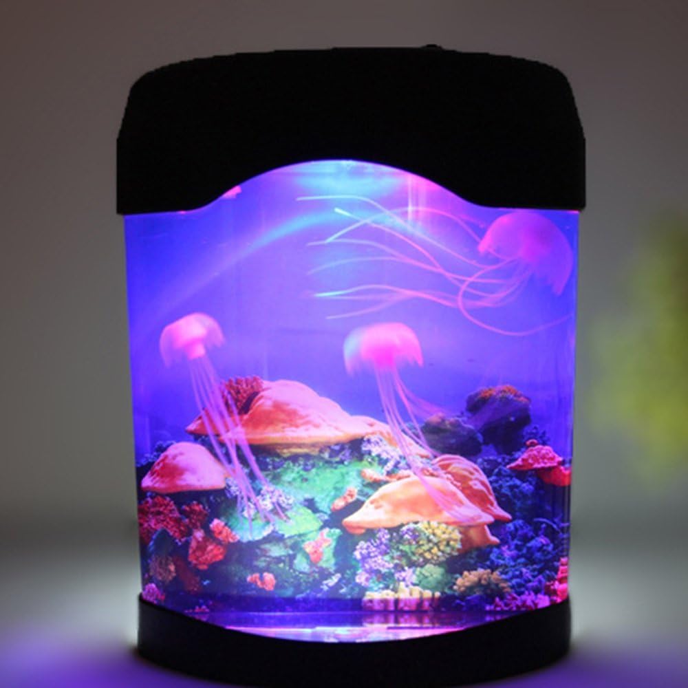 KRexpress Jellyfish Tank Table Lamp with Color Changing Light Gift for Kids Men Women Home Deco for Room Mood Light for Relax 360 Jellyfish Aquarium Kit with LED Lighting