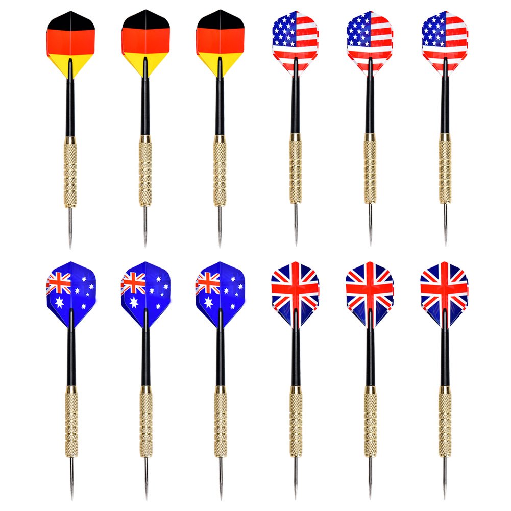 GYMAN 18 Inch Dartboard, Family Tournament Sized Dart Game Double Sided Dartboard Complete Set Official Size with 12 Steel Darts