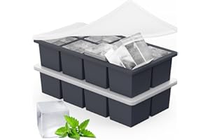 Large Ice Cube Trays for Whiskey: GGOW Big Silicone Ice Cube Trays 2Inch - Huge Square Ice Cubed Tray for Whisky and Cocktail