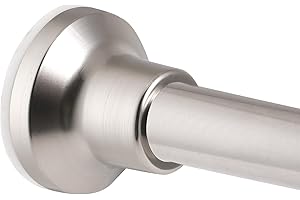 WIDYANA Shower Curtain Rod, 1 Inch Diameter Adjustable Nickel Shower Rod Spring Spring Tension Stainless Steel Telescoping Rod, Rust-Resistance Adjustable Curtain Rod for Bathroom, 68-74 Inches