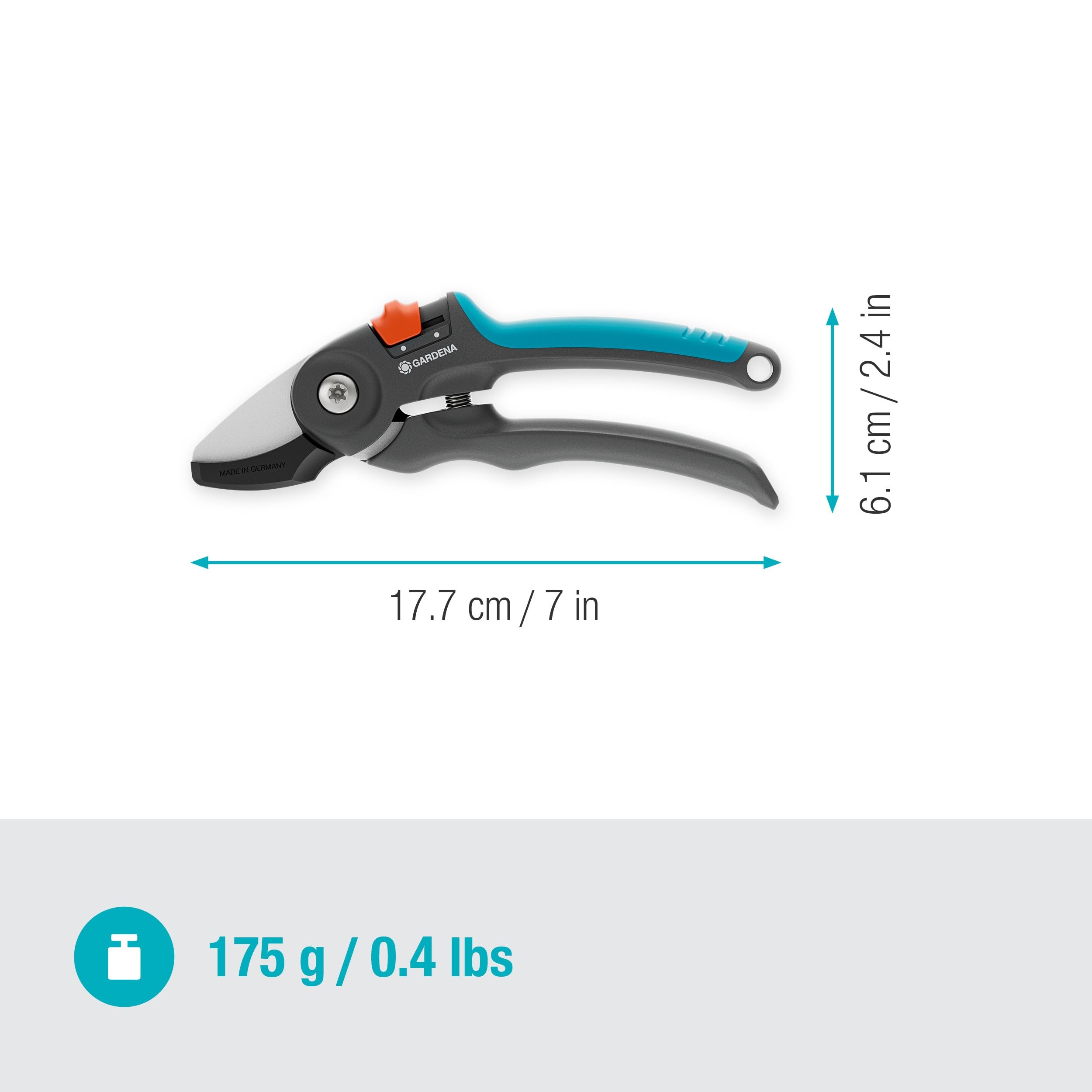 Gardena PremiumCut Gartenschere, Amboss-Schnitt, für trockenes Holz, 20 mm Schnittdurchmesser, ergonomische Griffe, PowerCoating-Klingen, in Deutschland hergestellt (12240-20) 3