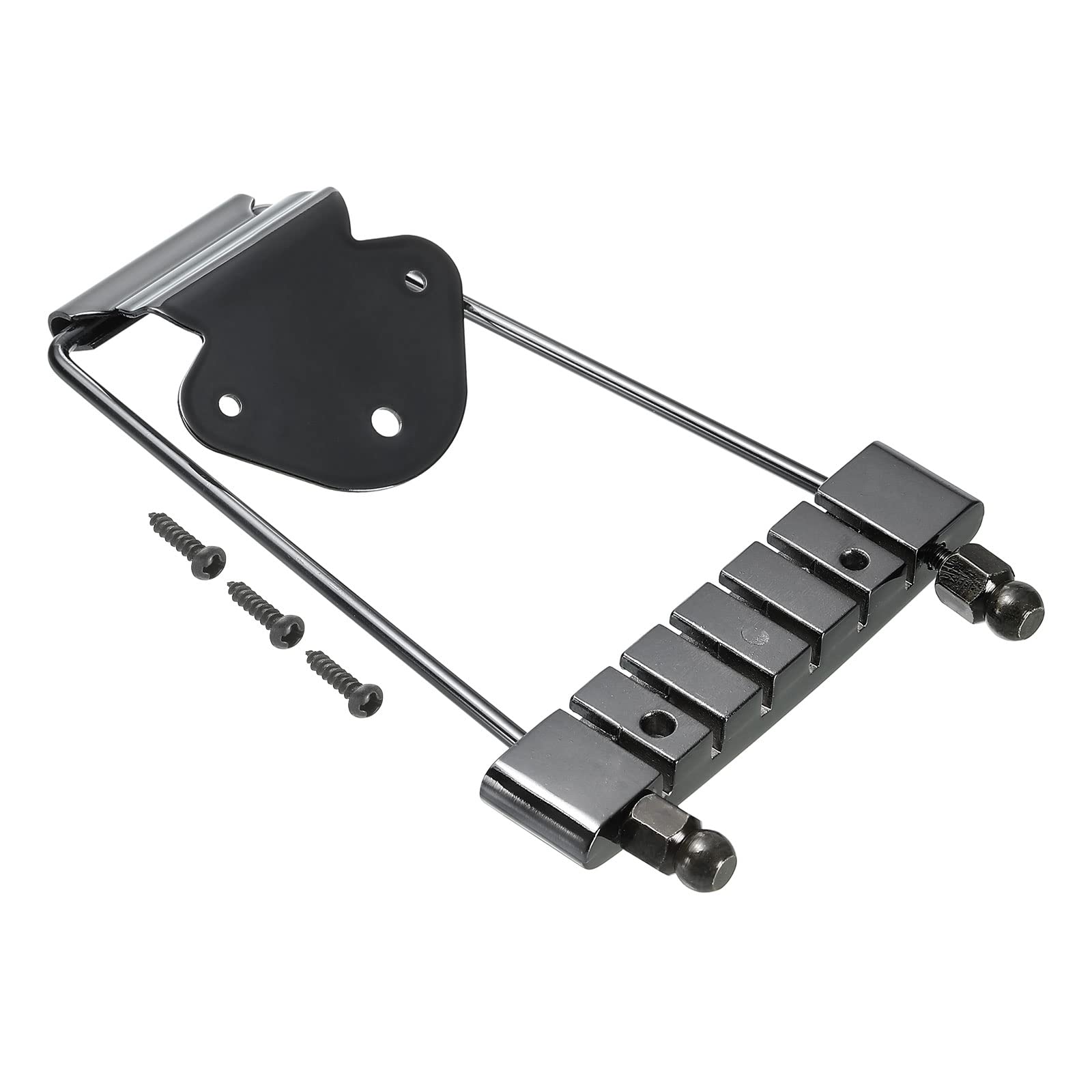 PATIKIL 6 String Guitar Trapeze Tailpiece Bridge for Jazz Acoustic Guitar Bass Replacement Black