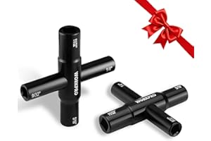 WORKPRO 2PC 4 Way Sillcock Key Set, 40Cr Universal Utility Water Key, 1/4", 9/32", 5/16", 11/32", Multifunctional Heavy-Duty Water Valve Key Tool for Faucet, Spigot, Electric Meter & Cabinet, Black