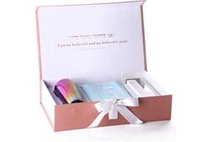 J. JEWISH ESSENTIALS Chuppah Breaking Glass Mezuzah Kit-Jewish Wedding Engagement Gift-Keepsake with Cement Mezuzah Case, Color Glass Vessel, Pouch by Project Lev (White Mezuzah with Multicolor Metallic Glass)