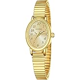 VTAIGE Small Gold Watches for Women, Elegant Analog Womens Watch, Waterproof Ladies Watches with Easy to Read Oval Case, Stainless Steel Expansion Band, Christmas & Birthday Gifts for Women