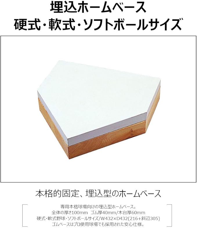 Amazon コクサイ 野球 ベース 硬式 軟式 ソフトボール用ホームベース 木台付ホームベース100 100mm厚 Rb710 コクサイ ベース プレート