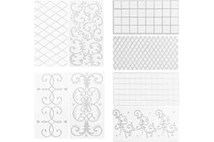 8 Pieces Fondant Impression Mat, Food Grade Imprint Cake Decorating Transparent Tool Embossing Mats (Rattan/Plaid Patterns)