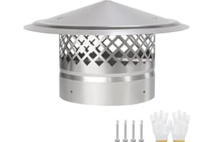 CLLOMAGY 6 Inch Chimney Cap,Cone Top Chimney Cap with Screen,Roof Rain Wood Stove Pipe Cover Guard,Fireplace Exhaust Cover for Outside 6 inch Stove Pipe-304 Stainless Steel,Better Airflow Ventilation