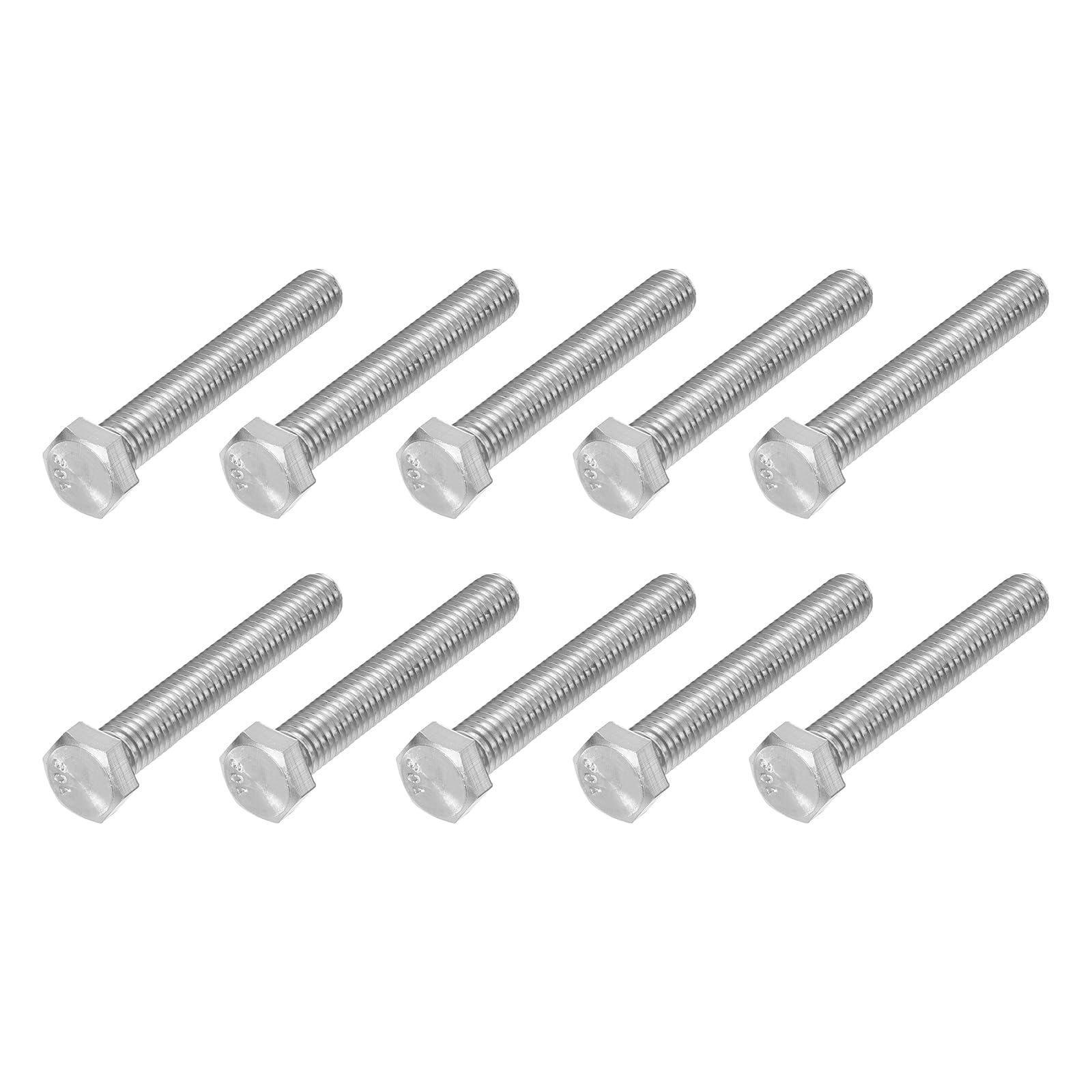 METALLIXITY Hex Head Bolts (3/8-16 x 2-1/2") 25Pcs, 304 Stainless Steel 18-8, Fully Threaded, External Hex Drive, Plain Finish, Hex Head Screw Bolt, Silver โ image 1