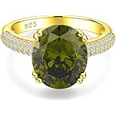 AIBAO Sterling Silver Oval Engagement Rings for Women Large Ruby/Sapphire/Emerald/Aquamarine/Peridot/Amethyst Birthstone Ring Anniversary Wedding Jewelry Size 6 to 10