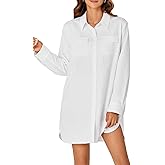 LYANER Women's Button Down Shirt Dresses Collared V Neck Long Sleeve Slit Mini Dress