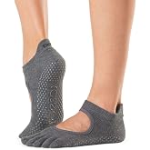 toesox Women's Bellarina Non Slip Full Toe Grip Yoga Socks &ndash; Anti Slip Non Skid Pattern for Barre, Pilates &amp; Yoga
