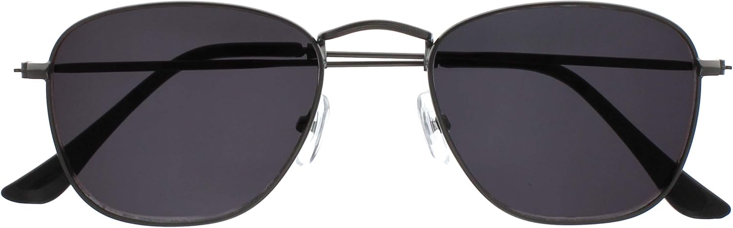 OPULIZE Sky Reading Sunglasses Thin Rimmed Classic Shape Metal Frame Scratch Resistant Tinted Lens UV400 Protection Lens Matt Gunmetal Black Tips Mens Womens S95-7 +3.50