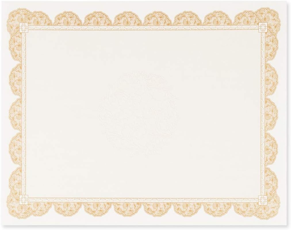 Certificate Paper with Brown Floral Border, Award Certificates (White, 8.5 x 11 in, 96-Pack)