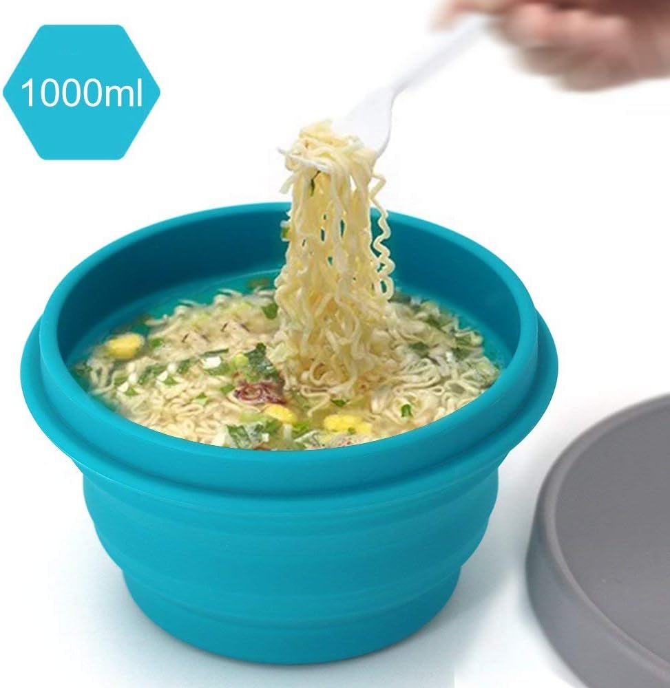 Deceny CB Silicone Collapsible Bowl with Lid for Travel Camping Hiking Folding Travel Bowl Portable for Outdoor and Indoor