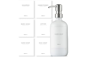 MaisoNovo Waterproof Labels for Bottles - Labels for Amber Glass & Plastic Bottles- 6 Pcs - Bathroom Labels - Soap Labels - Margaux Mix Labels