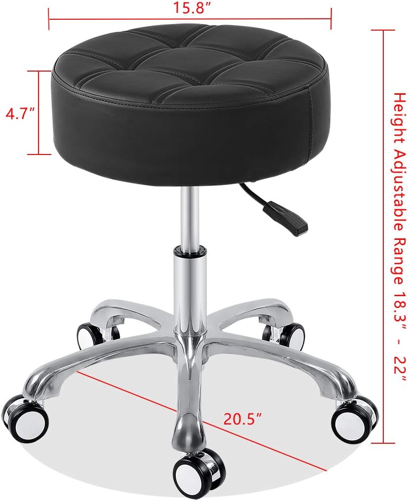 Senkelly Rolling Office Swivel Stool for Workbench Home Kitchen, Hydraulic Adjustable Height Stool for Guitar Vanity Salon Medical Studio Makeup (Black): Kitchen & Dining