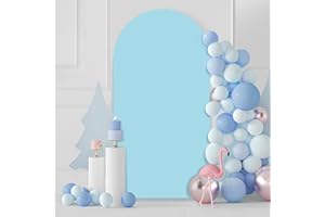 FRIIKO Wedding Arch Cover Spandex Fitted 2 Sided, 6FT Arch Backdrop Covers Round Top Chiara Arch Stand Cover for Birthday Party Baby Shower Ceremony Banquet Decoration, Arch Frame Cover, Dusty Blue