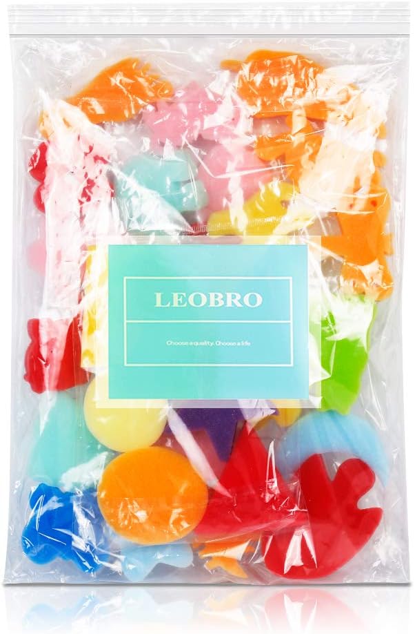 LEOBRO 30pcs Sponge Painting Shapes Painting Craft Sponge for Toddlers Assorted Pattern Early Learning Sponge for Kids Shipping by FBA: Toys & Games